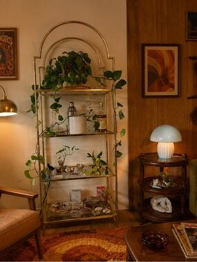 Arched Gold Metal Wall Display Shelf in Gold